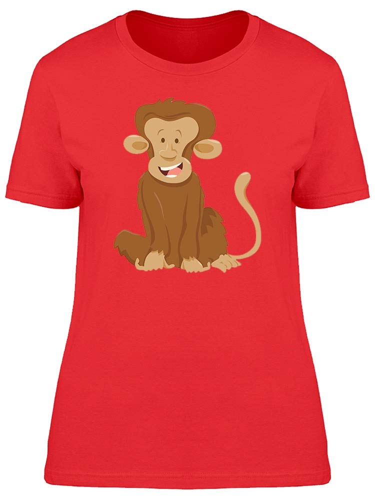 Smartprints Adorable Monkey Smiling Cartoon T-Shirt for Women - Cute Casual Graphic Tee for Everyday Wear, Weekend Outfits & Fun Gifts