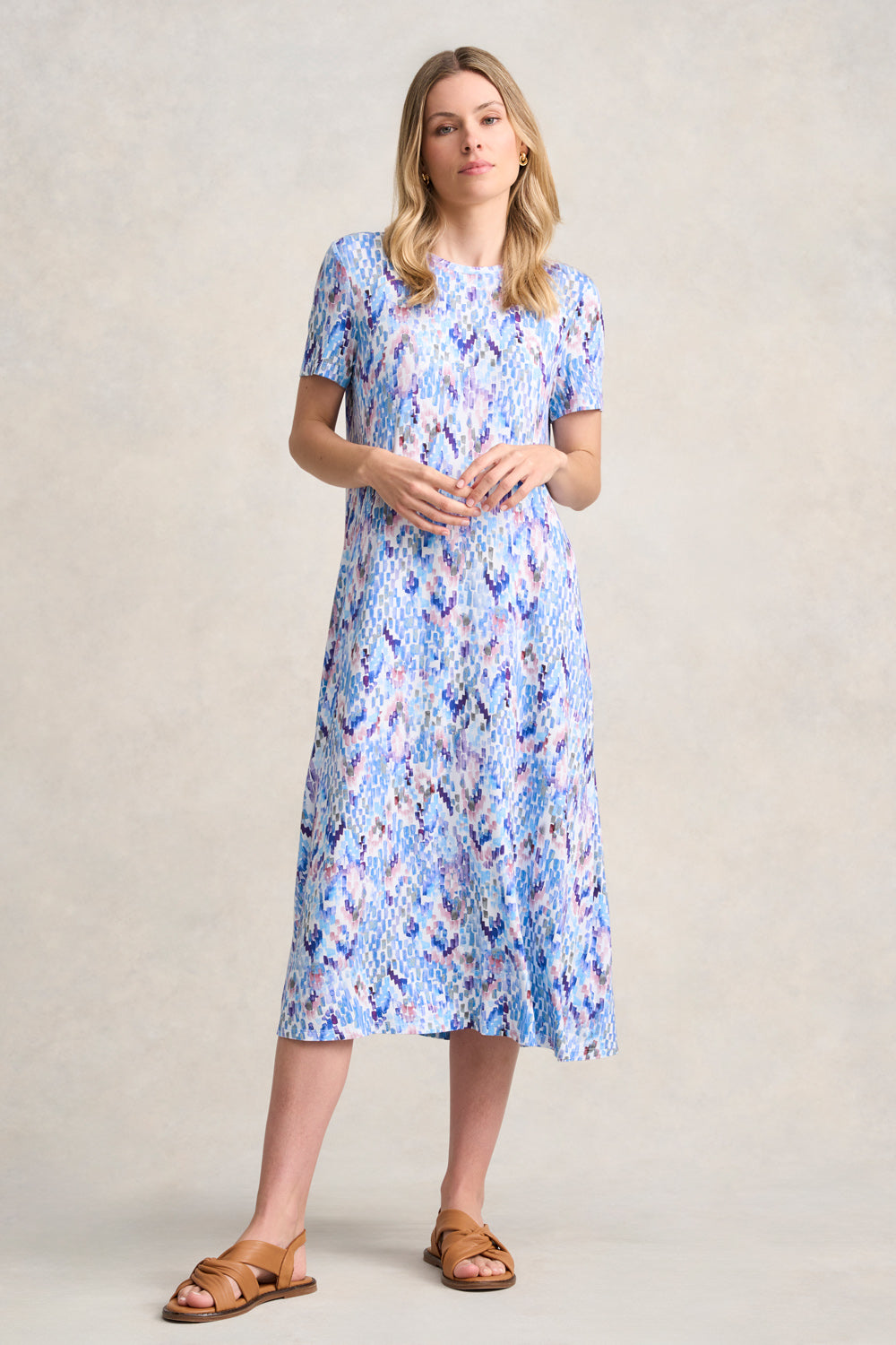 Abstract Print Trapeze Jersey Dress - Flowy A-Line Swing Dress for Women | Perfect for Casual Wear, Summer Outfits & Beach Vacations