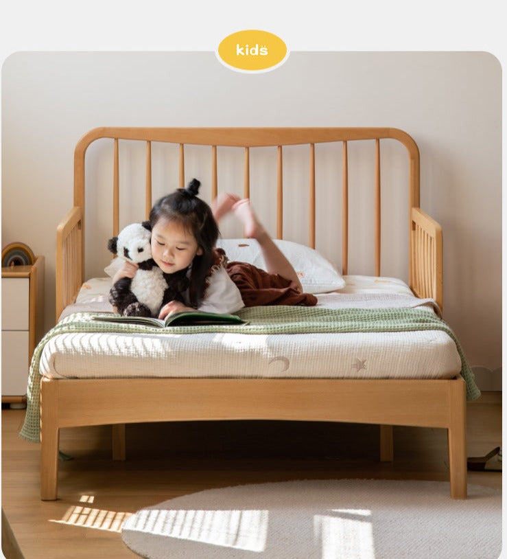 Solid Wood Whispering Telescopic Bed - Beech & Oak - Expandable Bed Frame for Small Spaces, Guest Rooms & Kids' Bedrooms