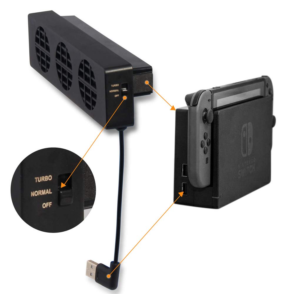 OSTENT 3-in-1 Cooling Fan Dock for Nintendo Switch - Portable Cooling System with Triple Fans for Switch/OLED/Lite - Prevent Overheating During Gaming Sessions