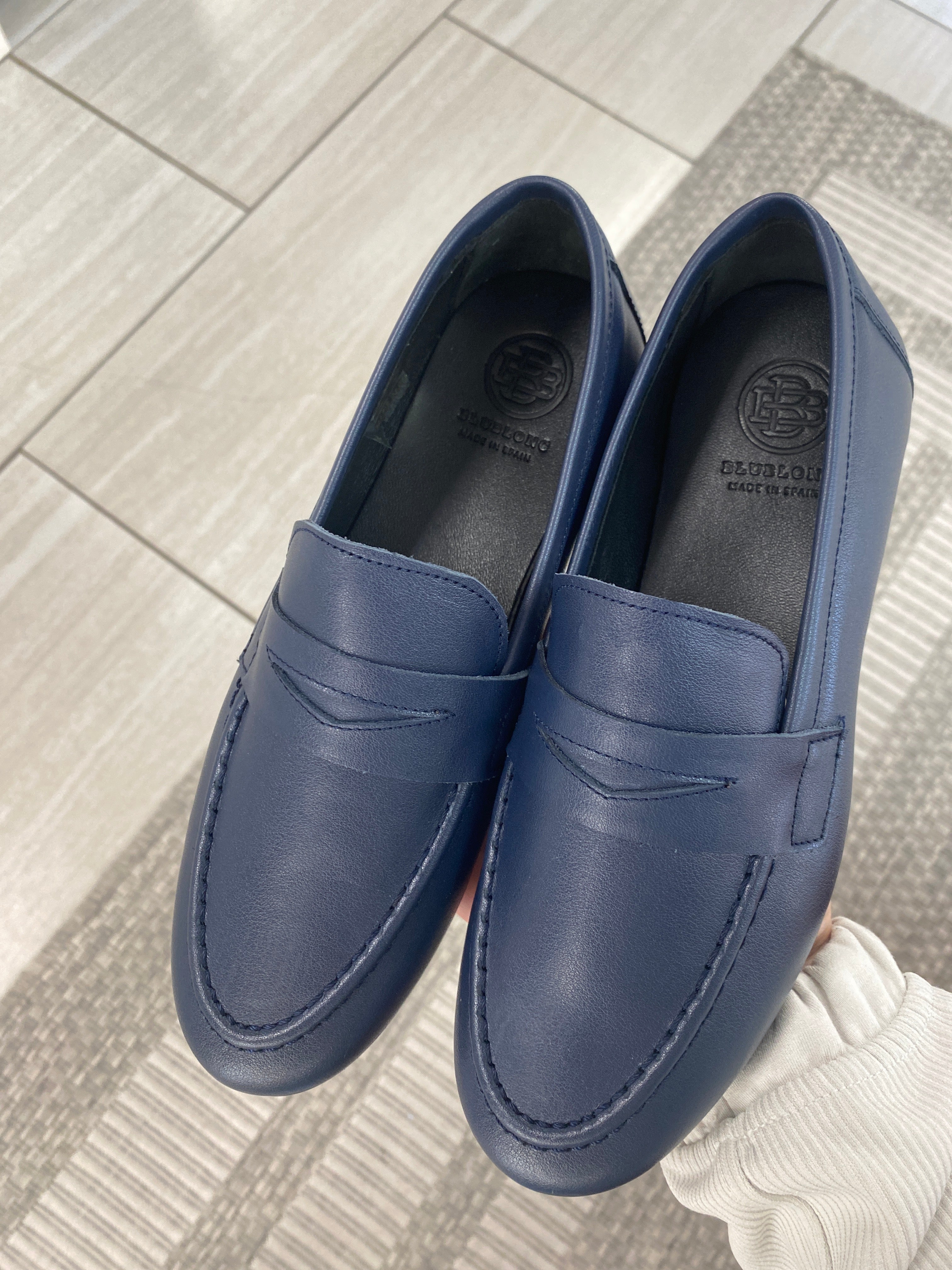 Blublonc Navy Penny Loafers for Men - Classic Comfortable Dress Shoes for Business, Office & Formal Occasions