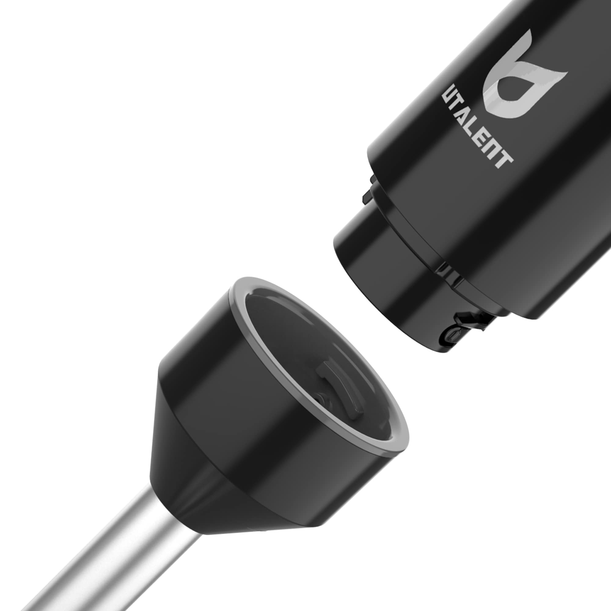 UTALENT Rechargeable Cordless Hand Blender - Variable Speed Immersion Blender with 500ml Chopper, 600ml Container & Egg Whisk | Perfect for Smoothies, Baby Food, Soups & Kitchen Prep | Black