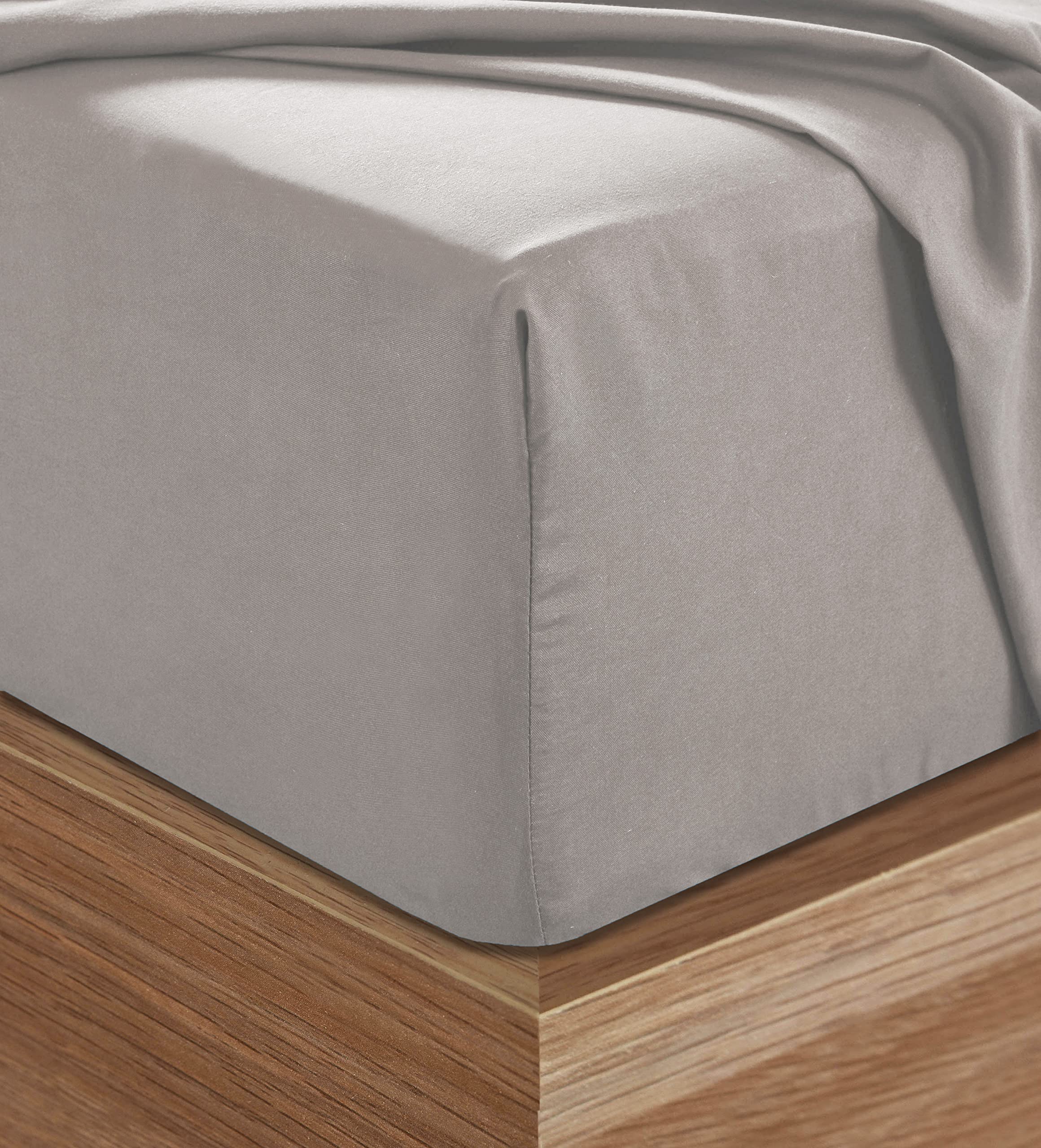 ENDLESS WARMTH Brushed Super Soft Microfiber Deep Pocket Fitted Sheet - Elastic All Around, Easy Care & Durable Mattress Protector (Light Grey, Twin Size) | Perfect for Winter Bedding, Guest Rooms & Cozy Home Decor