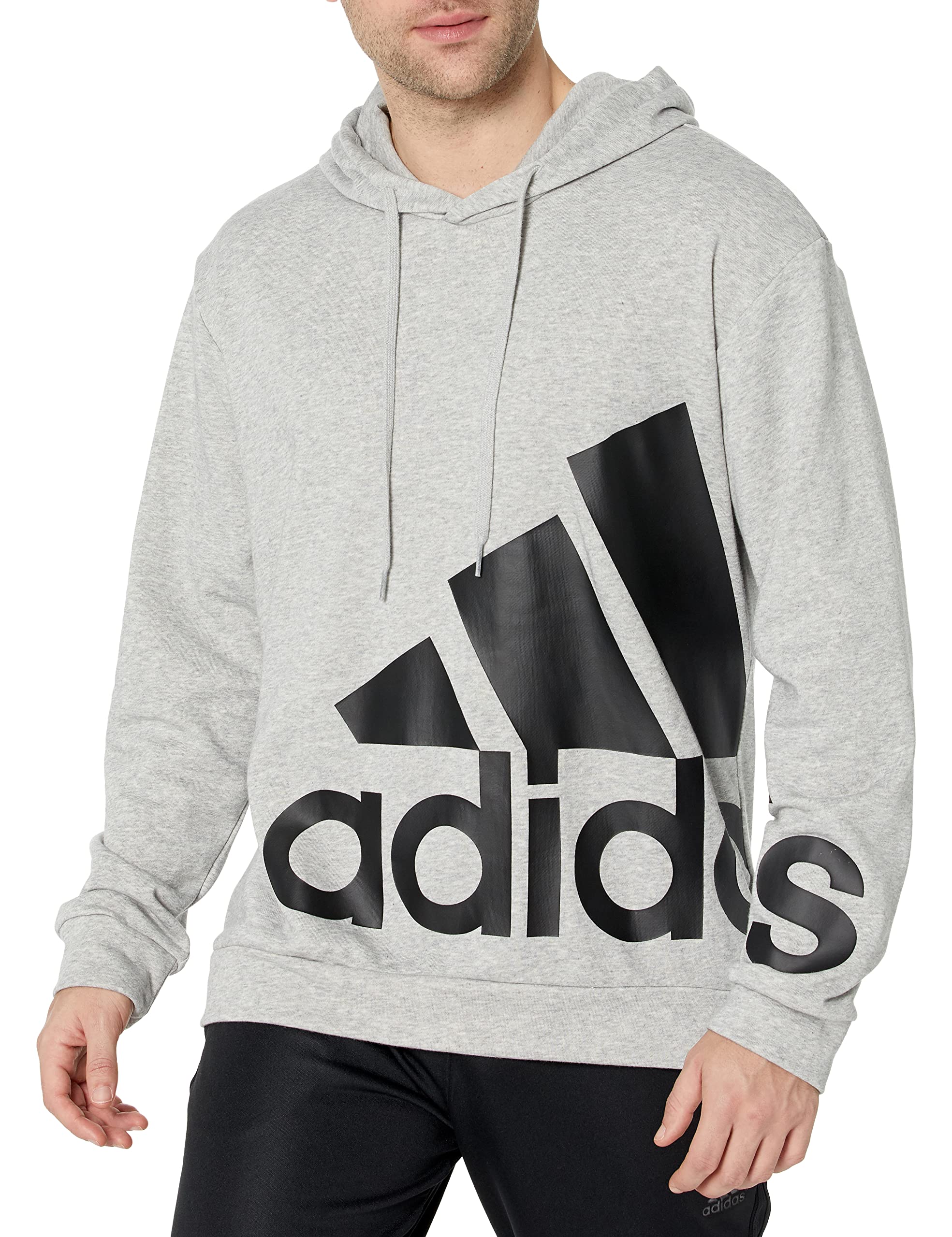 Adidas Men's Essentials Giant Logo French Terry Hoodie - Comfortable & Stylish Pullover for Casual Wear, Gym, and Outdoor Activities