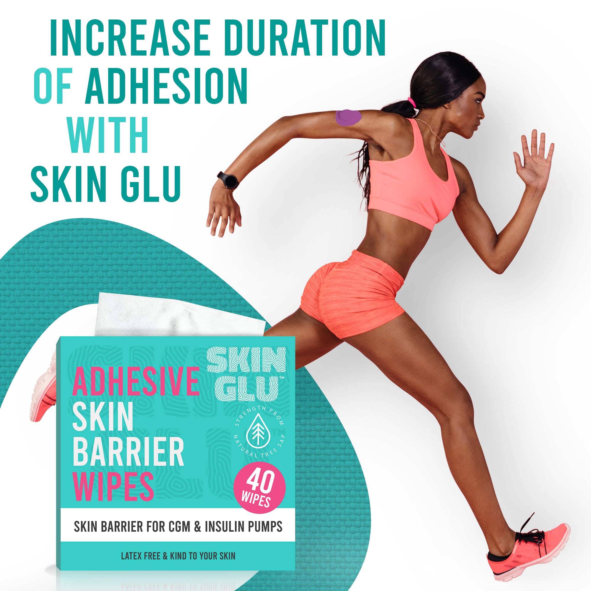 Dexcom G4 G5 G6 & MiaoMiao Compatible CGM Adhesive Patches with Skin Glu - 20 Green Sensor Patches & 40 Barrier Wipes for Secure Diabetes Monitoring - Ideal for Active Lifestyles & Waterproof Protection