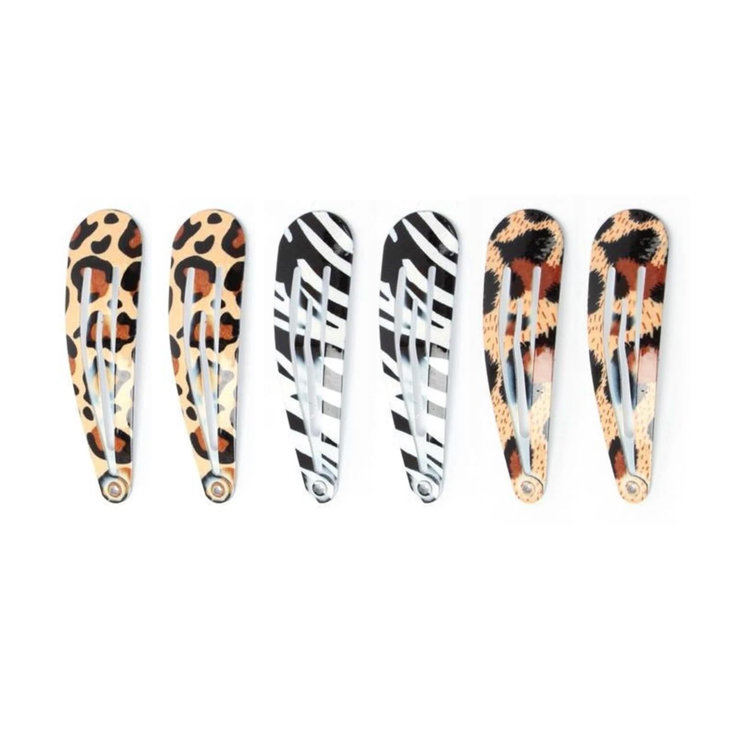 Sparkly Snap Hair Clips 6PCS - Glitter Bendies Sleepies Hair Accessories for Girls & Women (Animal Print, 5CM) - Perfect for School, Christmas, Parties & Everyday Styling