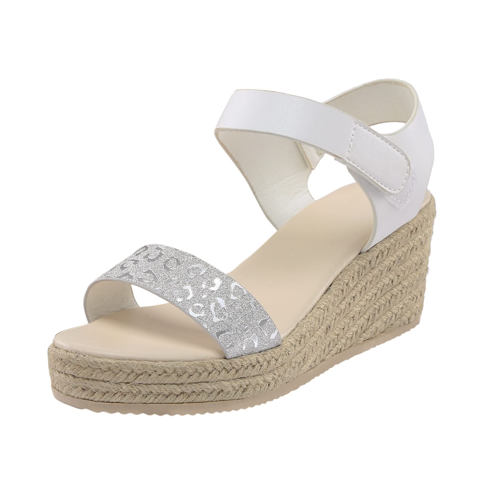 Women's Summer Wedge Sandals - Open Toe Linen Sole Comfortable Slide-On Roman Shoes in Tan | Perfect for Beach, Vacation & Casual Outings