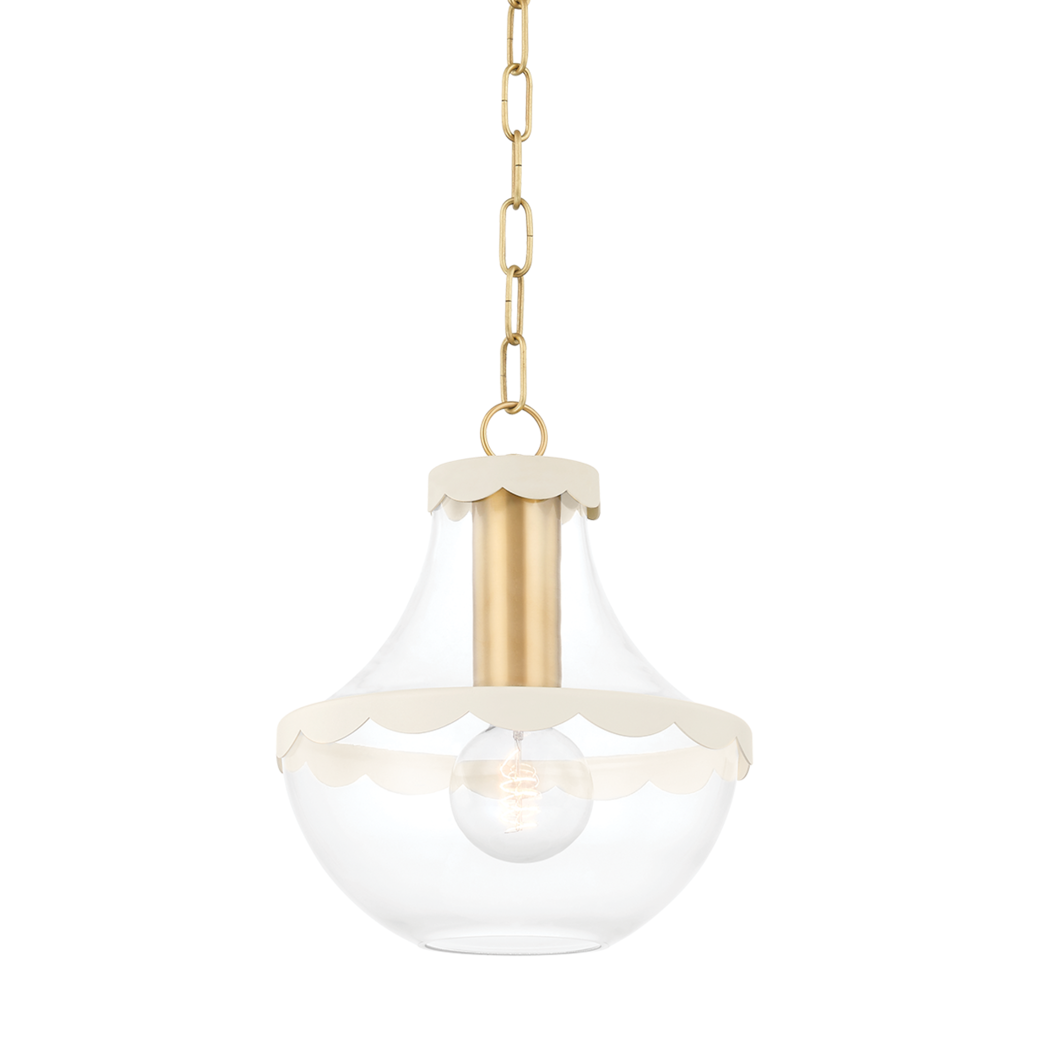 Alaina Cream Scalloped Edge Pendant Light - Vintage Style Ceiling Fixture for Dining Room, Bedroom & Kitchen Decor | Dimmable Chandelier Lighting