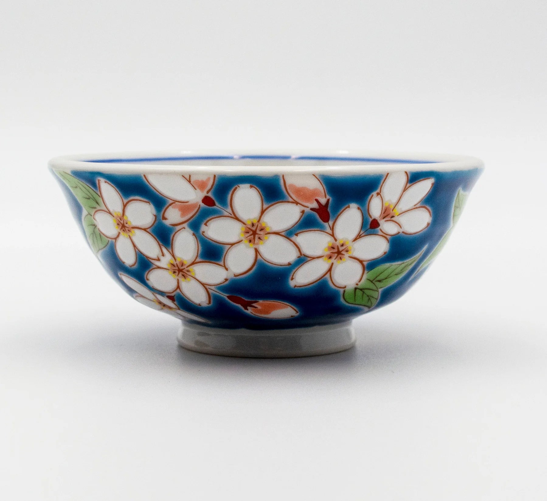 Japanese Kutani Yaki Cherry Blossom Rice Bowl - Handmade Porcelain Dish for Sushi, Ramen & Asian Cuisine | Perfect for Home Dining & Gift Giving