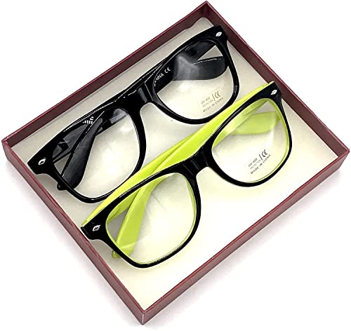 2 Pairs; Black+black/Yellow Frames Gift Box
