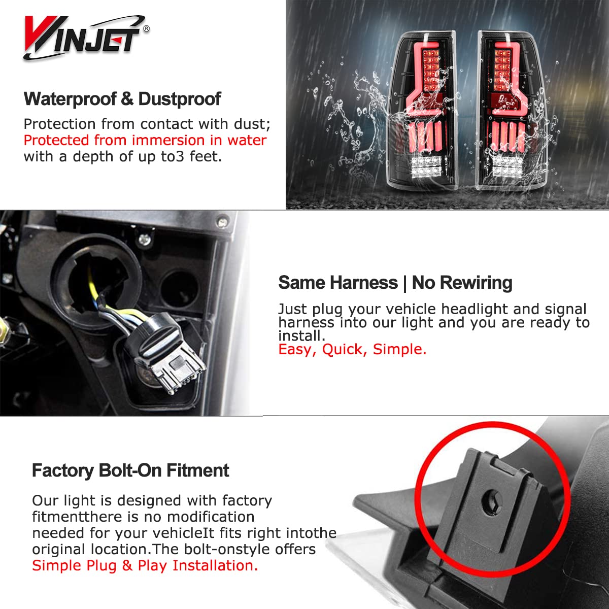 Winjet LED Tail Lights Assembly for 1999-2006 Chevy Silverado & 1999-2003 GMC Sierra - DRL, Turn Signal & Brake Running Lights (Clear Lens, 1 Pair Left+Right) - Perfect for Off-Roading & Night Driving