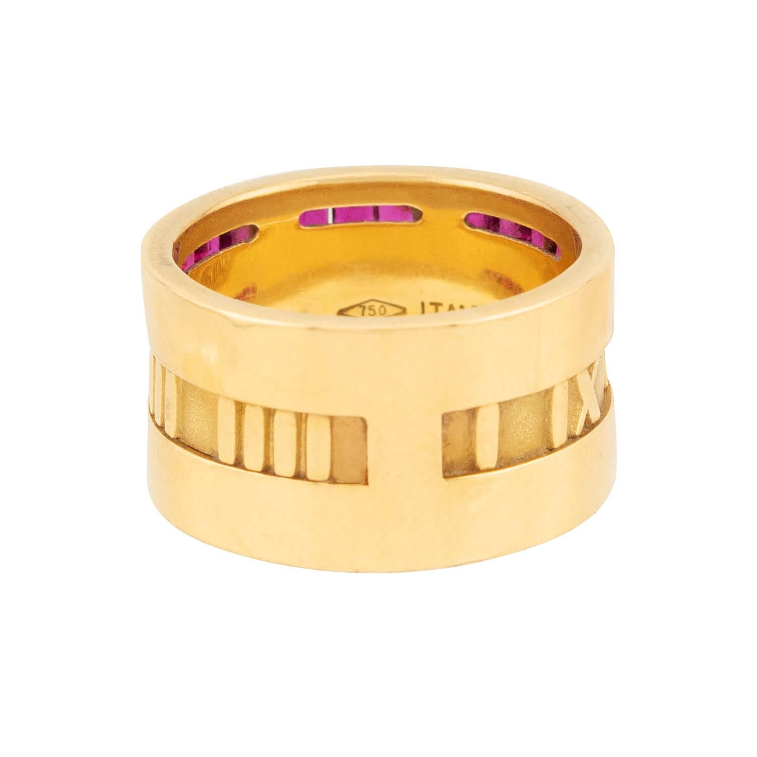 Vintage Tiffany & Co. 18K Gold Ruby Atlas Ring - Elegant Estate Jewelry for Women, Perfect for Weddings, Anniversaries & Special Occasions