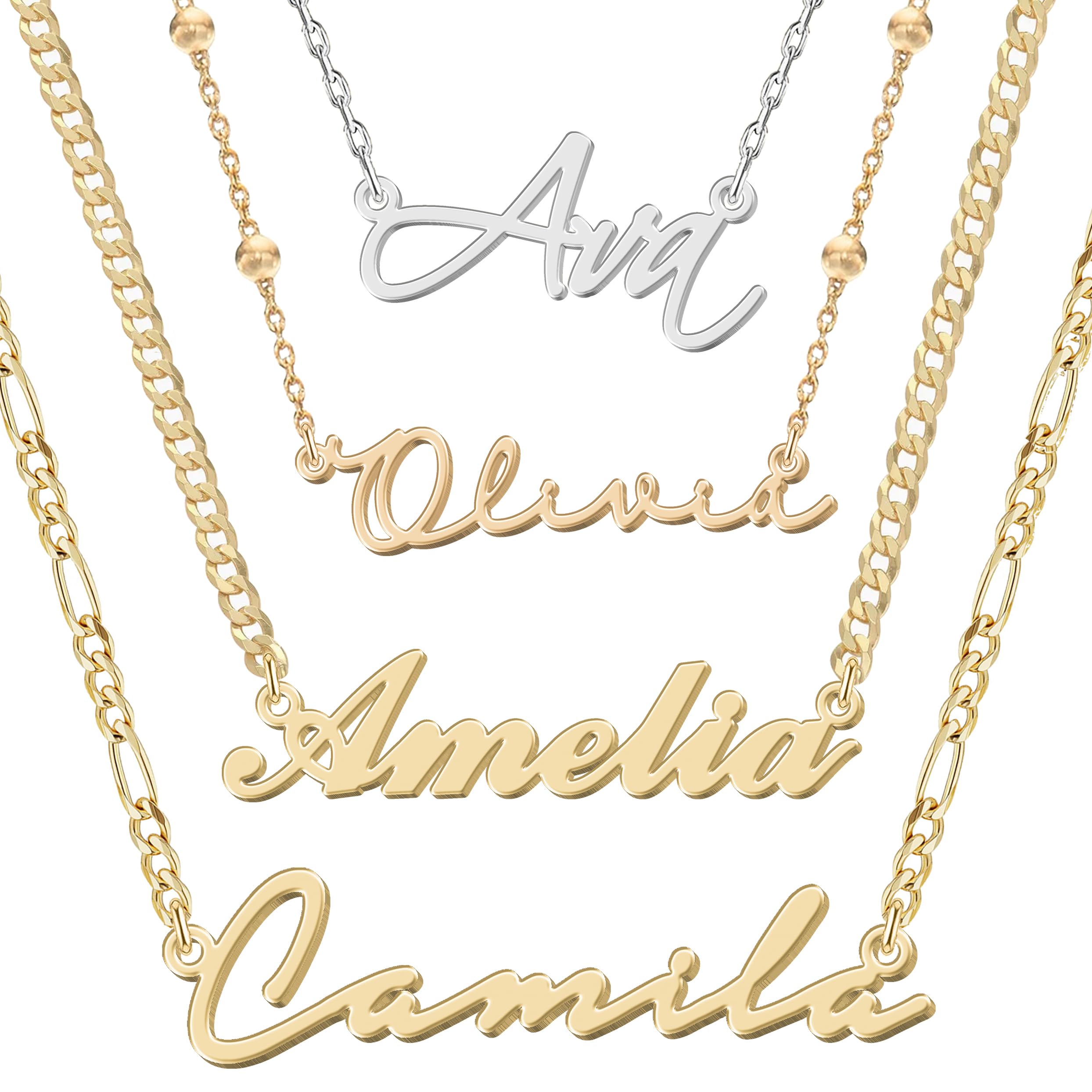 Personalized Sterling Silver Name Necklace - Custom Gold Jewelry Gift for Women & Teens - Birthday & Special Occasions
