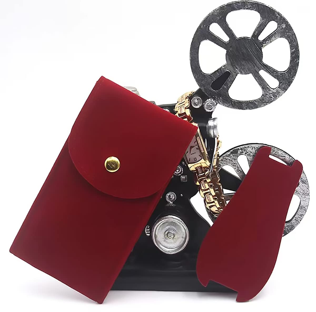 Premium Velvet Watch Pouch & Travel Case - Portable Watch Roll Storage Organizer for Men & Women | Protective Watch Box Pouch (Red) - Perfect for Travel, Daily Use & Watch Collection Display