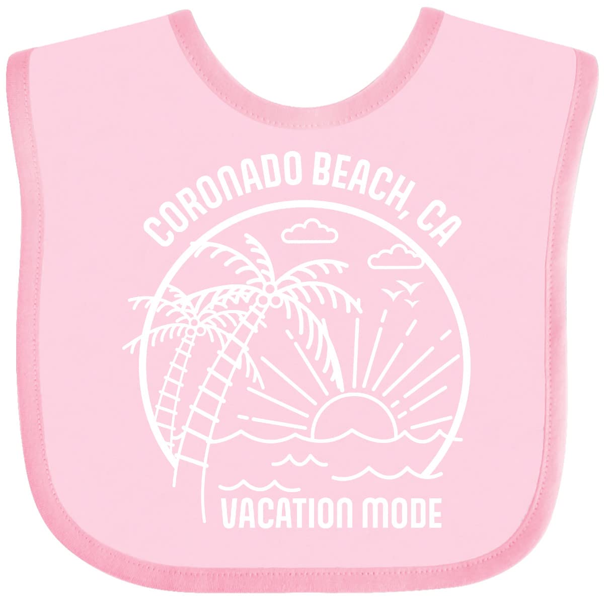 Inktastic Summer Vacation Mode Coronado Beach California Baby Bib - Soft Cotton Drool Bib for Infants, Perfect for Beach Trips, Travel & Outdoor Adventures