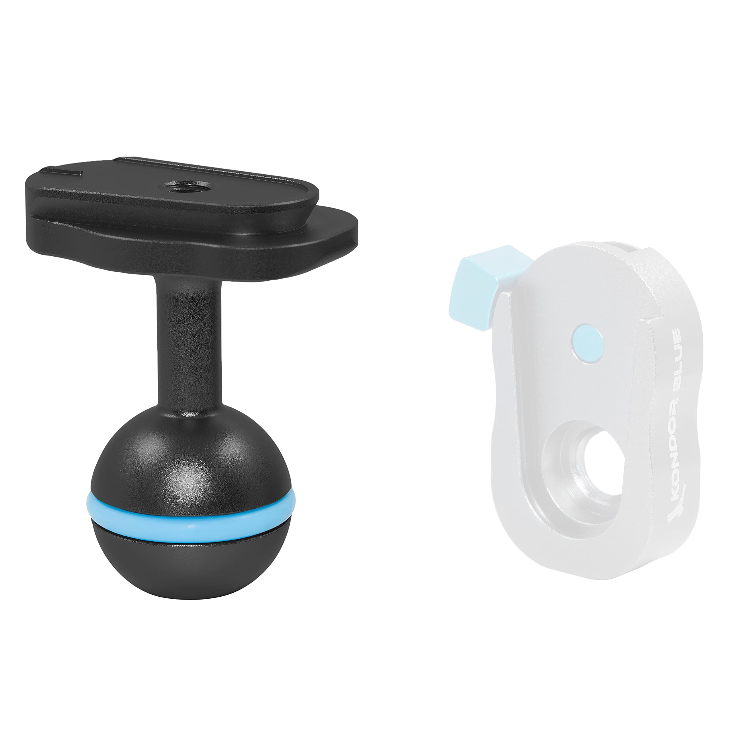 KONDOR BLUE Mini Quick Release Ball Head Adapter for Magic Arms, Friction Arms, Israeli Arms - Compatible with Camera Tripods, Gimbals, Video Monitors, Flash Brackets & Stabilizers | Professional Black Camera Accessory | Perfect for Studio, Vlogging & On-Location Filming