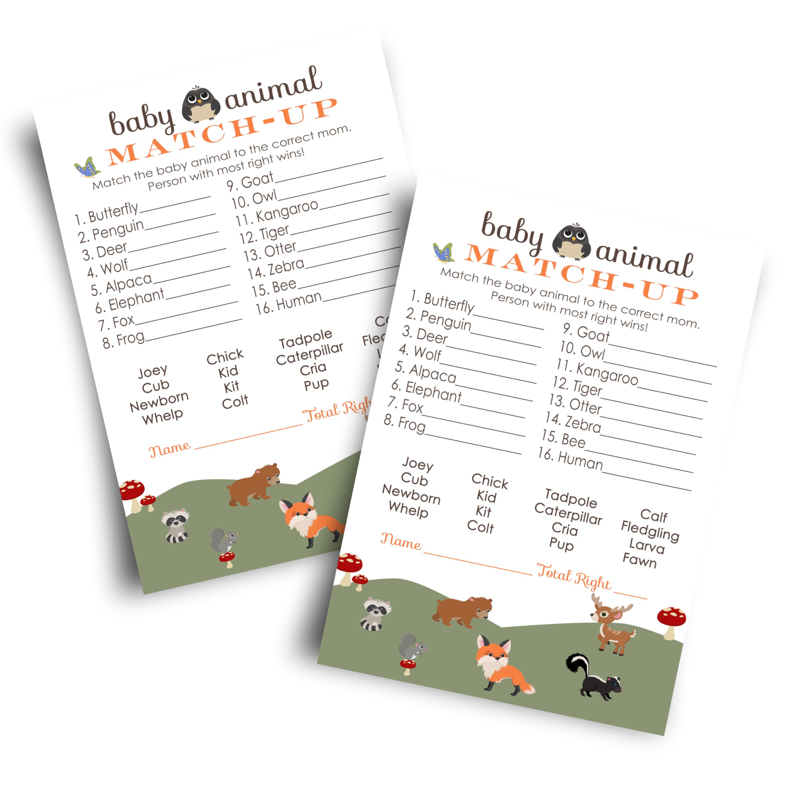 Woodland Baby Shower Games Set - 25 Gender Neutral Animal Matching Cards for Gender Reveal Party - Fun Forest Creatures Theme Activities for Boys & Girls - Perfect for Baby Showers, Birthday Parties & Family Gatherings