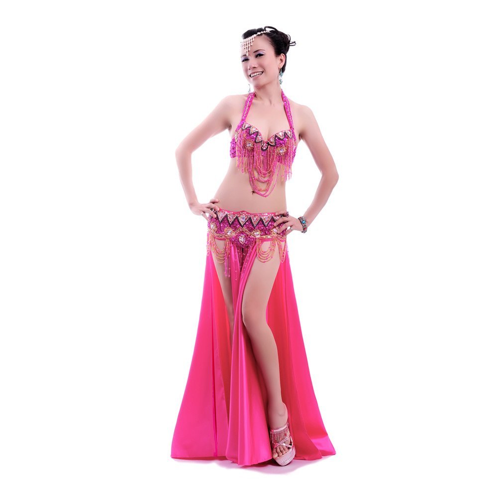 Professional Belly Dance Costume Set for Women - ROYAL SMEELA Belly Dance Bra, Belt & Skirt with Slit - Perfect for Performances, Carnival & Dance Classes