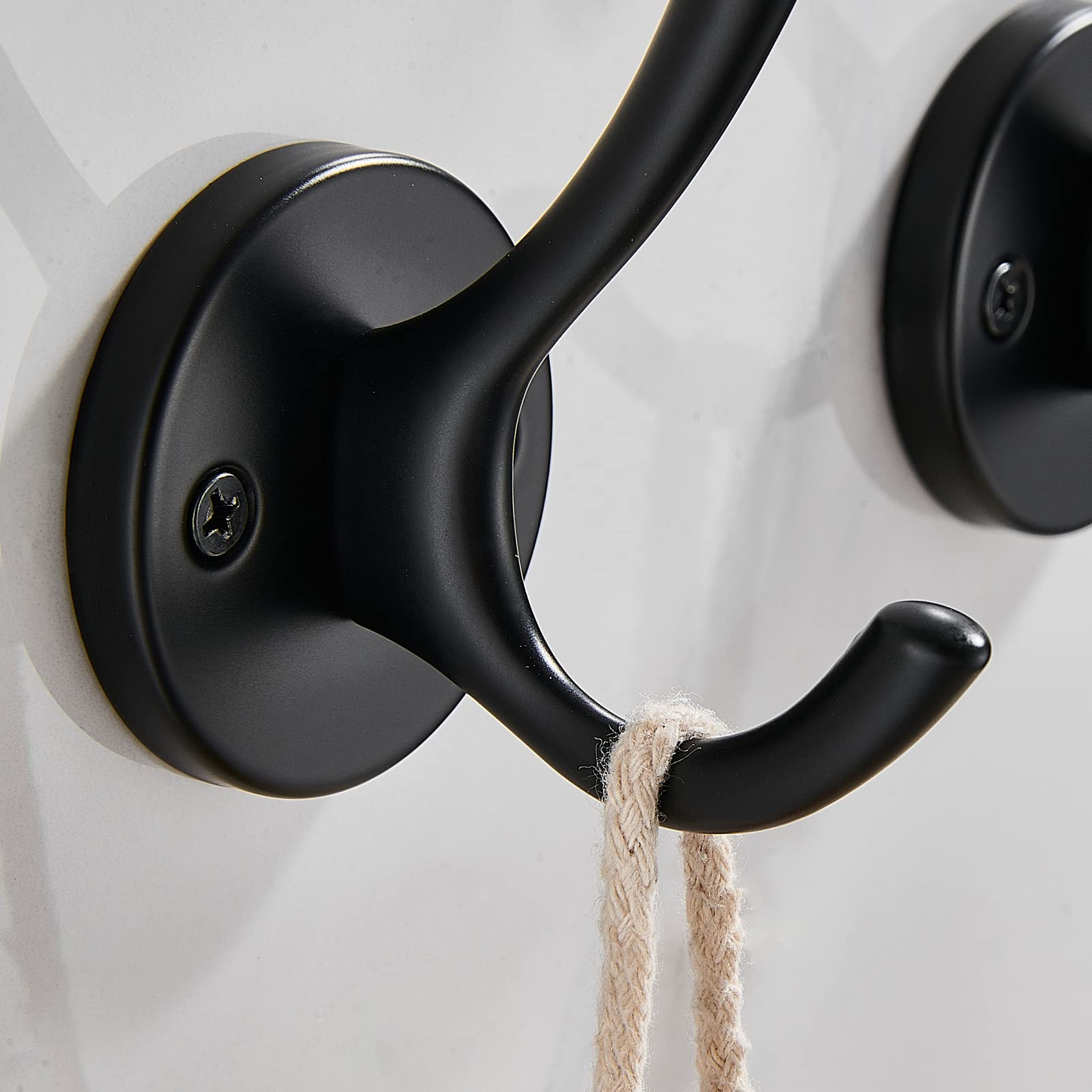 Premium Black Wall Coat Hooks - Heavy Duty All-Metal Hanging Hooks for Hats, Backpacks, Towels, Robes & Clothes - Bathroom, Living Room, Bedroom, Mudroom & Hotel Use (4 Pack) - Ideal for Home Organization & Space Saving