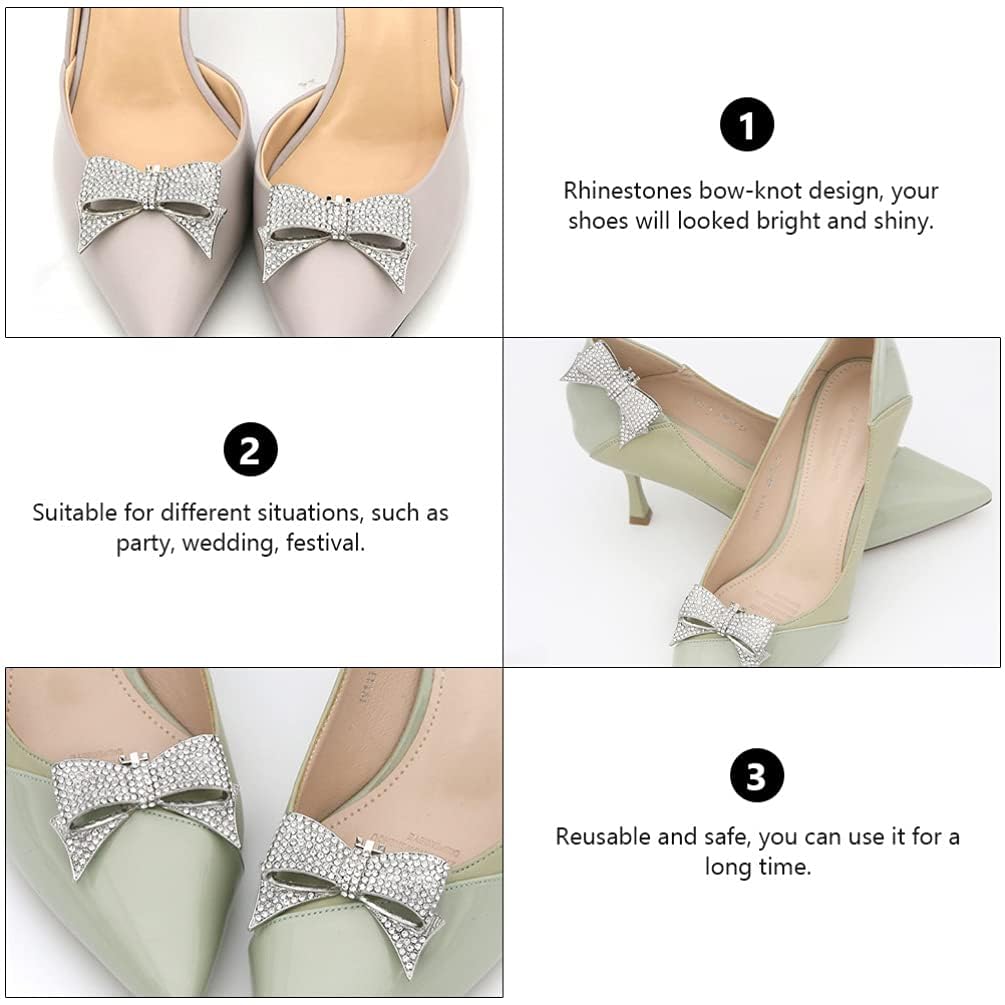 Sparkling Rhinestone Crystal Shoe Clips - 1 Pair Elegant Bow Shoe Buckles for Wedding Bridal Shoes | Shoe Jewelry Accessories for Bride, Prom, Party & Special Occasions