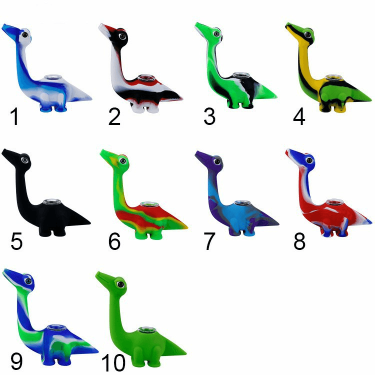 Dinosaur Silicone Mini Pipe Bubbler - Portable Hand Pipe for Tobacco & Herbs | Perfect for Travel, Camping & Outdoor Use