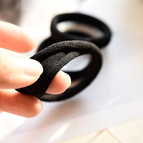 Ghelonadi No Damage Hair Ties for Women & Girls - 100 Pack Ouchless Ponytail Holders for Thick Hair - Soft Black Hair Bands for Workout, Yoga, Running & Daily Use
