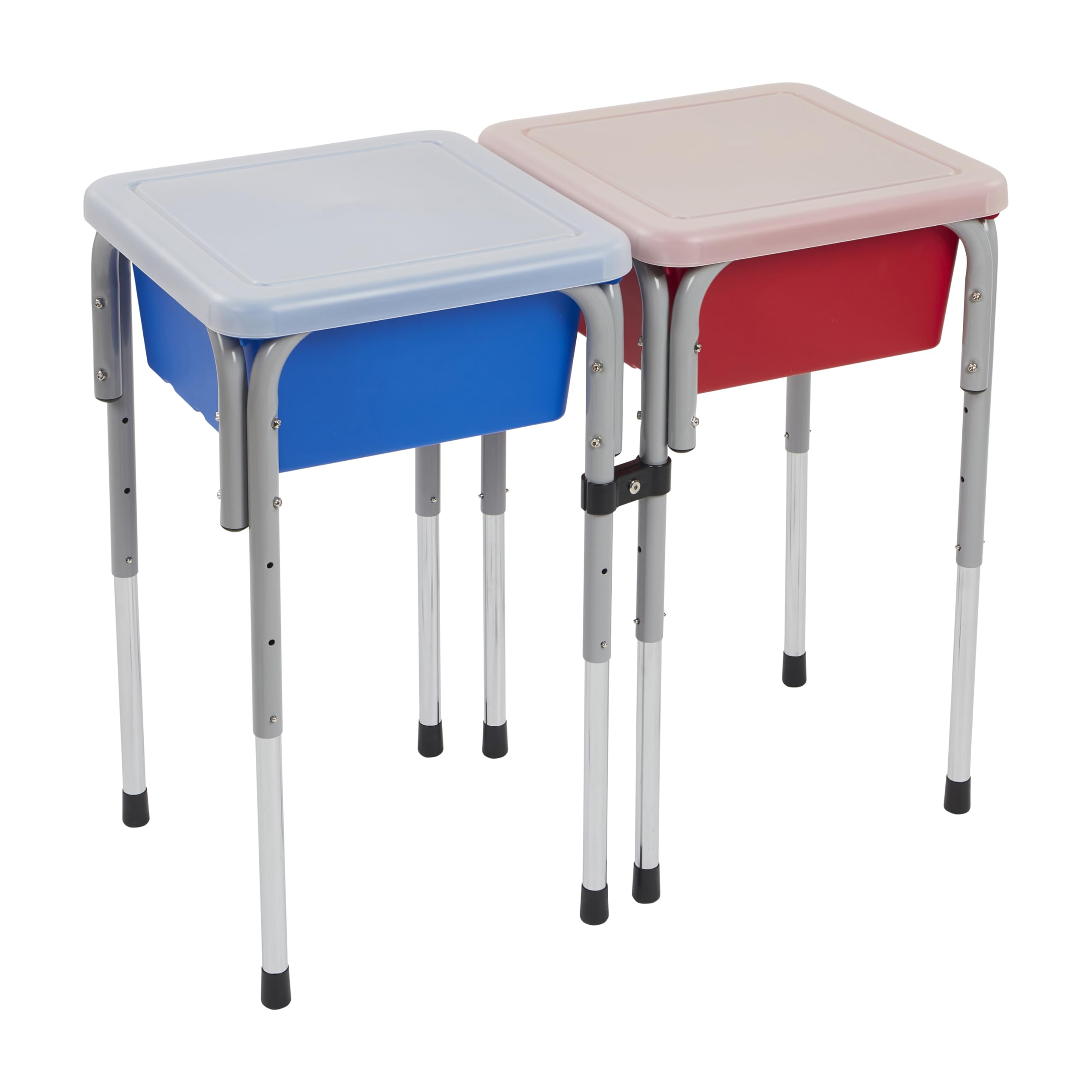 ECR4Kids Adjustable 2-Station Sand and Water Play Table with Sensory Bins - Blue & Red for Kids Outdoor & Indoor Sensory Play Activities