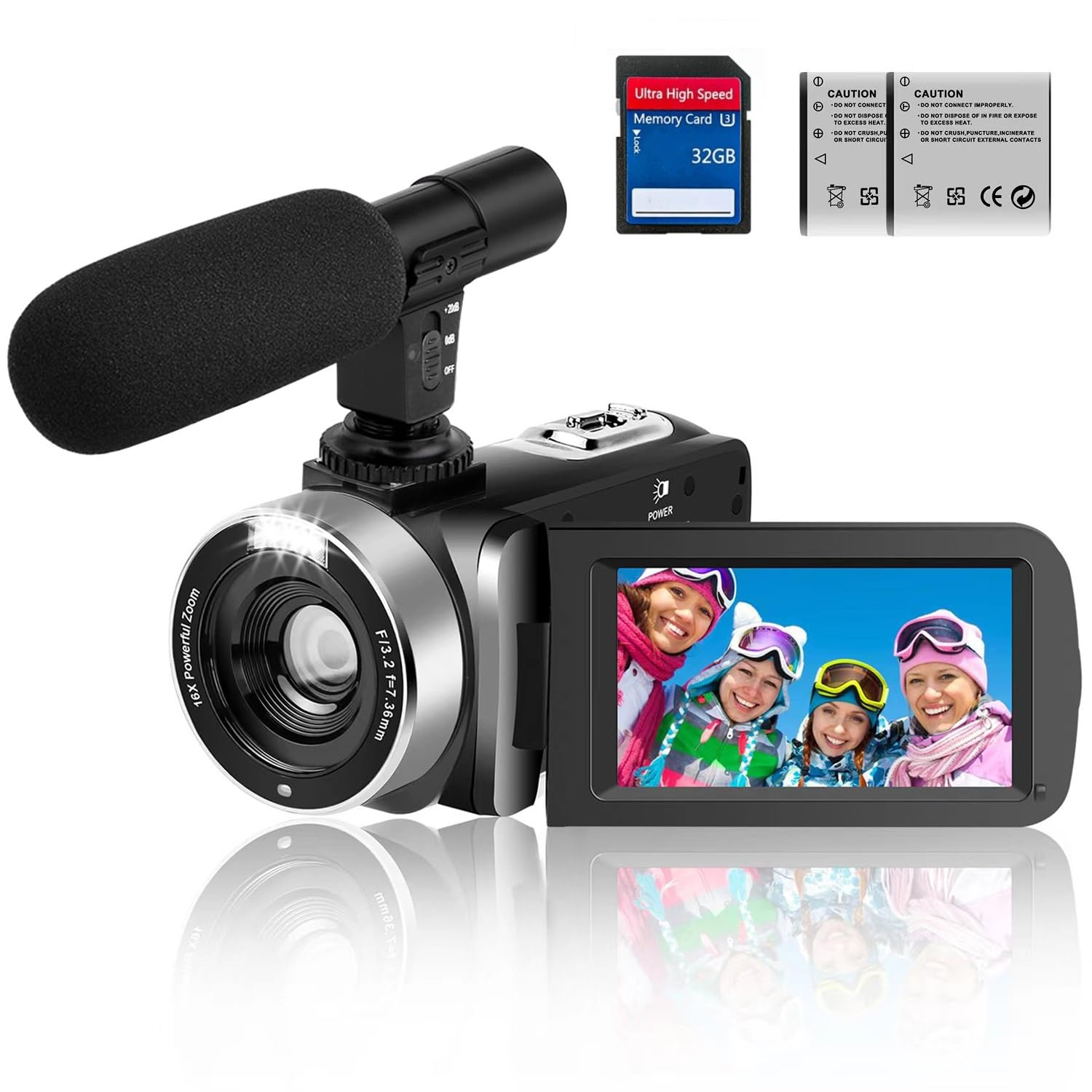 2.7K HD Camcorder - 30MP 30FPS Vlogging Camera with 3