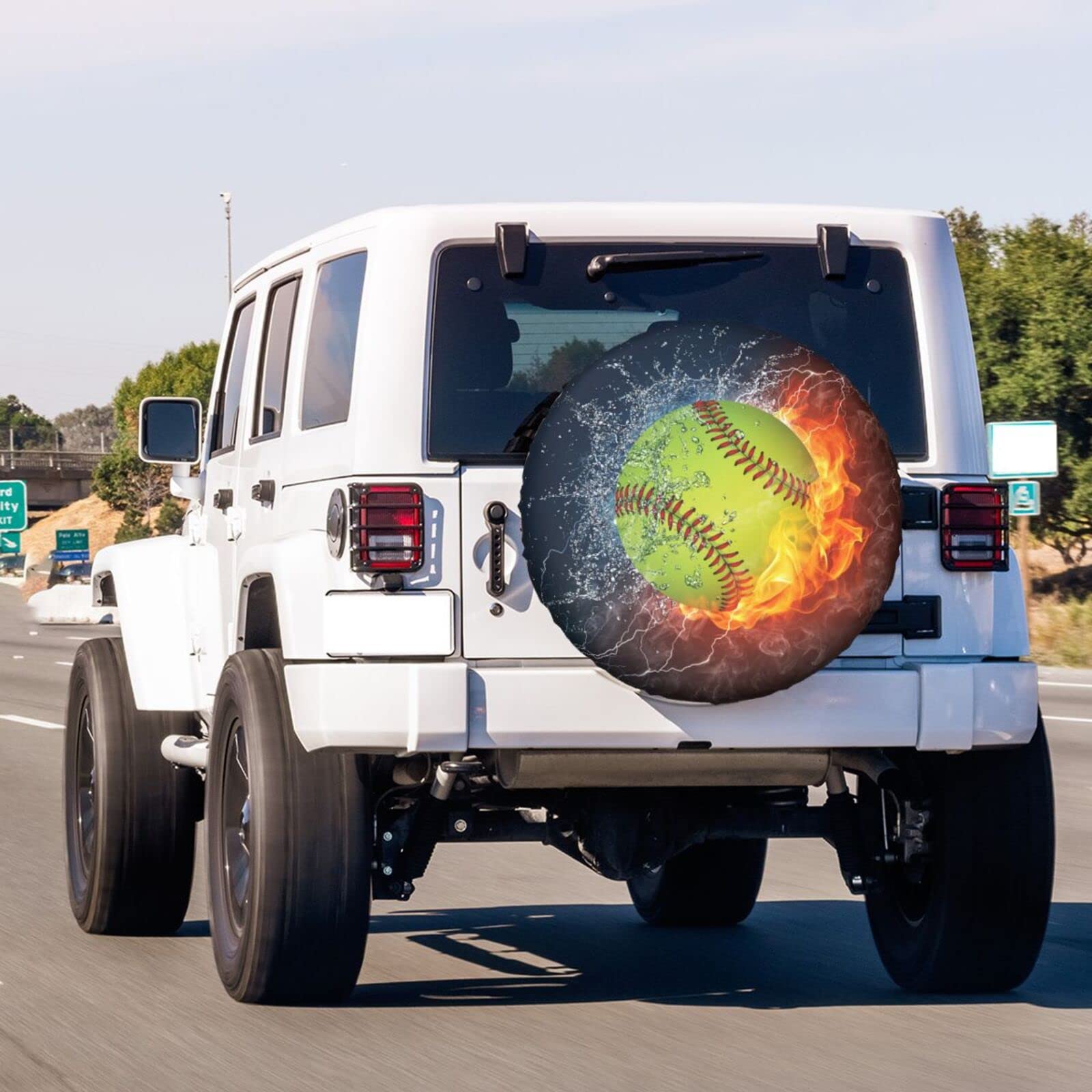 Foruidea 15 Inch Fire Softball Spare Tire Cover - Dust-Proof Wheel Protector for Trailers, RVs, SUVs & Vehicles | Perfect for Outdoor Adventures & Road Trips