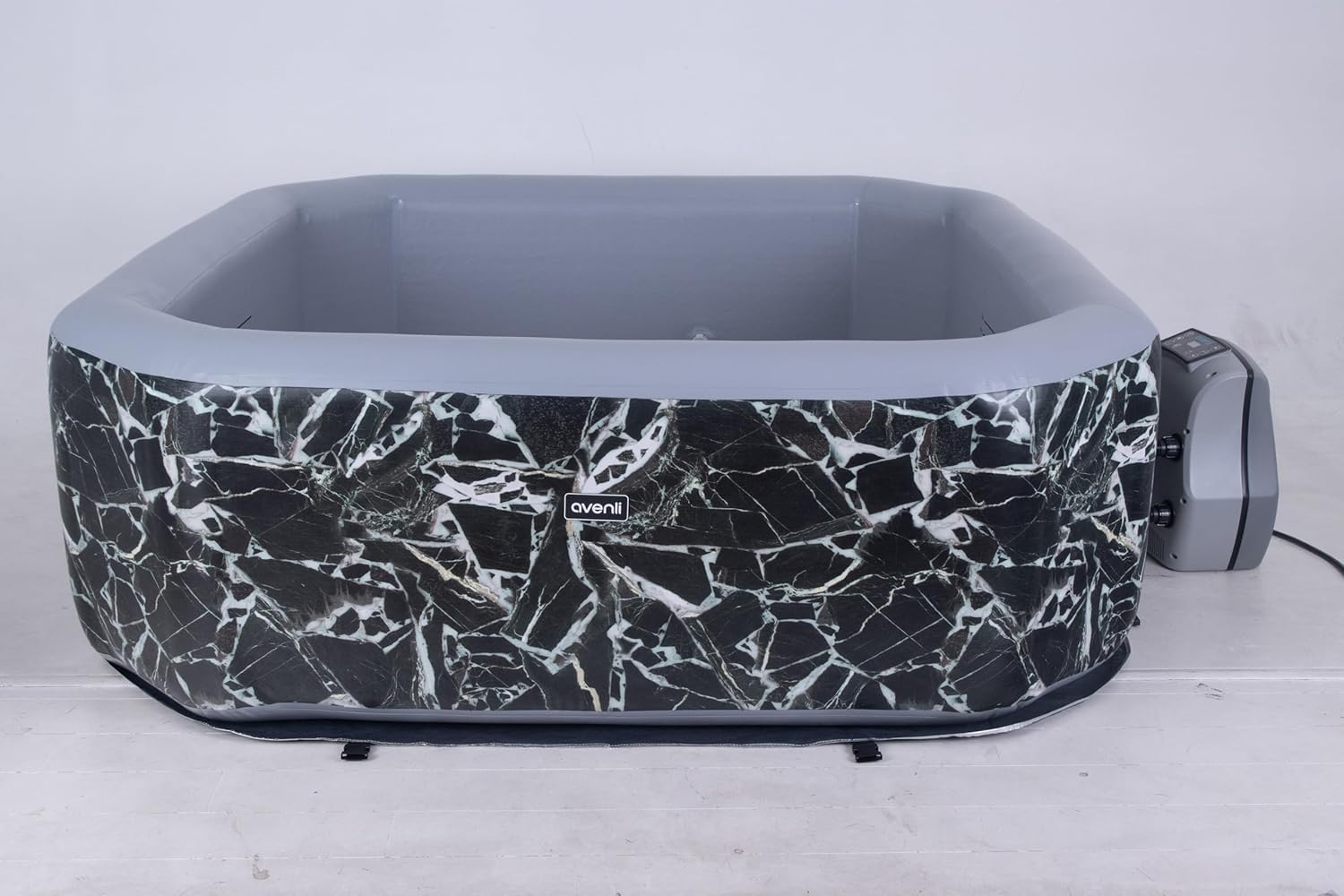 GARVEE 4-6 Person Square Inflatable Hot Tub - 82.7 Inch Outdoor Spa with 105 Bubble Jets & Wave Massage System - Marble Design for Backyard, Patio, or Deck Relaxation