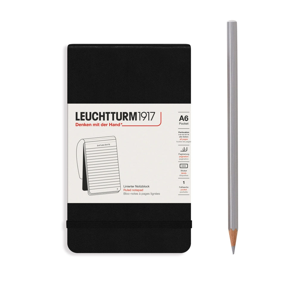 Leuchtturm1917 A6 Pocket Squared Notebook - Black | Premium Grid Journal for Note Taking, Sketching & Planning | Perfect for Students, Artists & Professionals