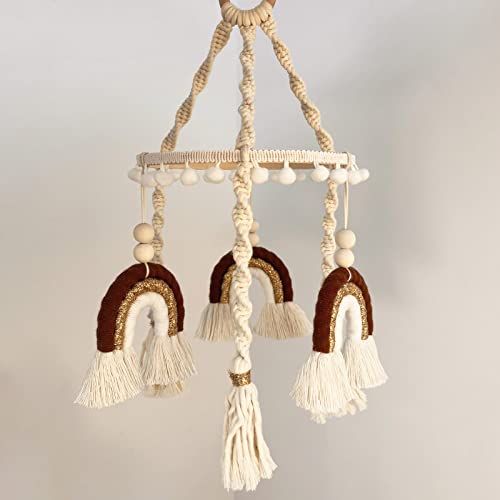 Handmade Boho Rainbow Baby Crib Mobile - Macrame Nursery Decor for Boys & Girls | Gender Neutral Ceiling Hanging Mobile | Perfect for Newborn Nursery, Baby Shower Gifts & Boho Chic Room Decor