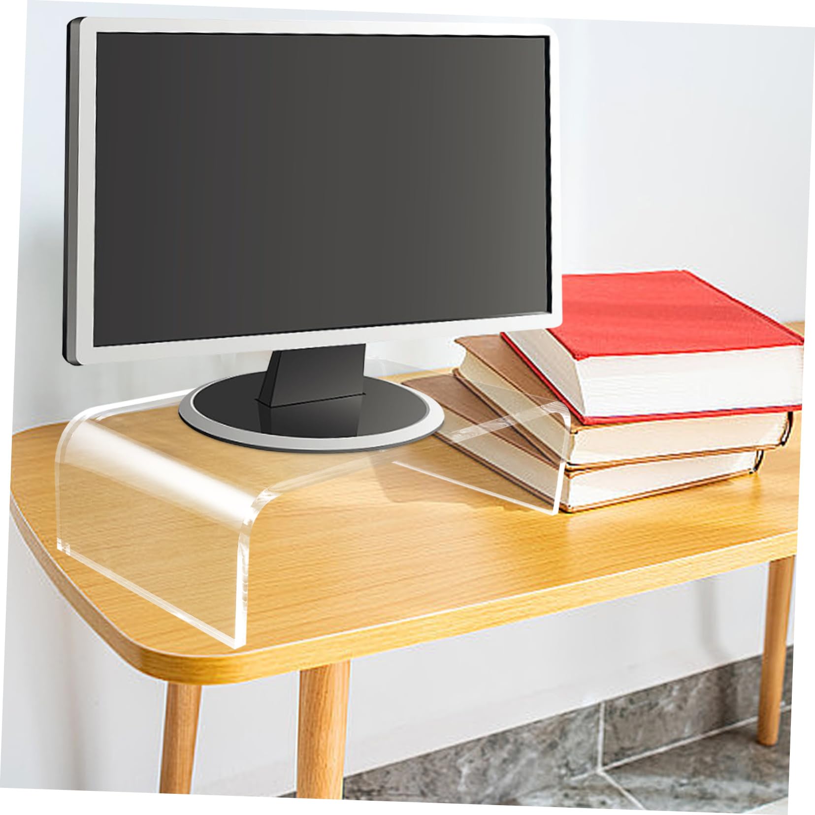 Operitacx Clear Acrylic Monitor Stand for Laptop & Printer - Adjustable Computer Riser with Display Shelf | Perfect for Home Office, Gaming Setup & Workspace Organization
