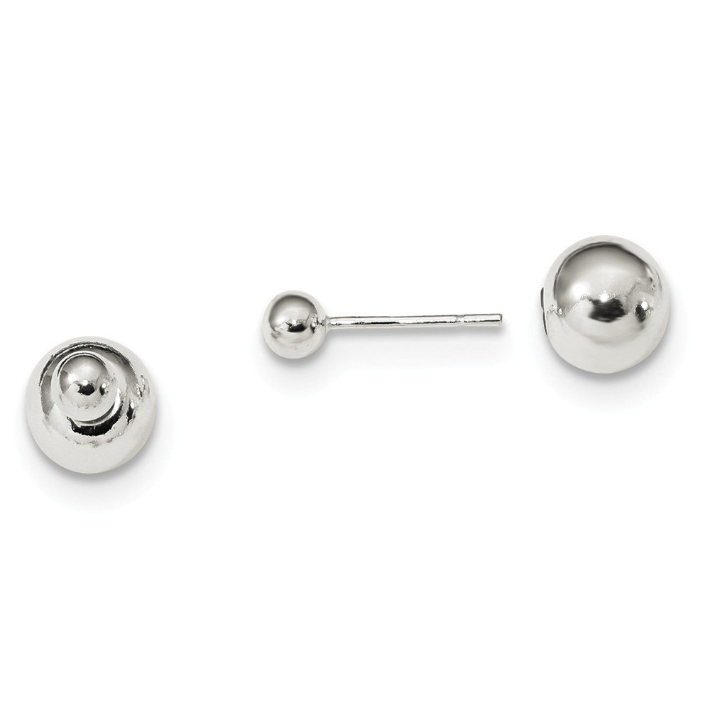 925 Sterling Silver Polished 4mm & 8mm Ball Front Back Post Earrings for Women - Hypoallergenic Stud Earrings for Sensitive Ears - Perfect for Everyday Wear, Work & Special Occasions