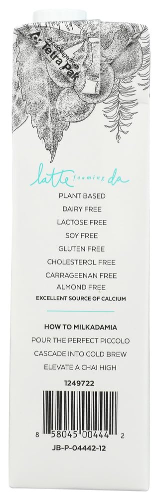 milkadamia Macadamia Milk Latte Da Barista Blend - 32 Oz (Pack of 2) | Dairy-Free Coffee Creamer Alternative for Lattes, Smoothies & Baking