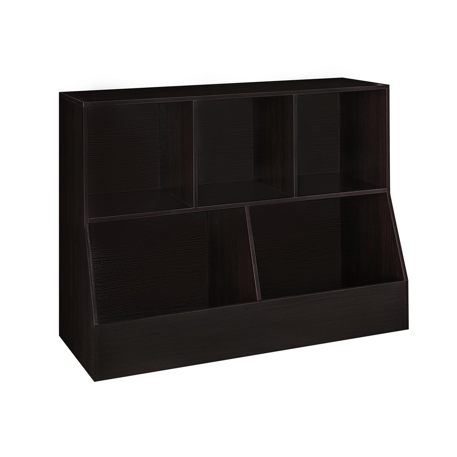 DINZI LVJ 5-Cubby Wooden Toy Storage Organizer & Kids Bookshelf - Espresso Finish, 39.4