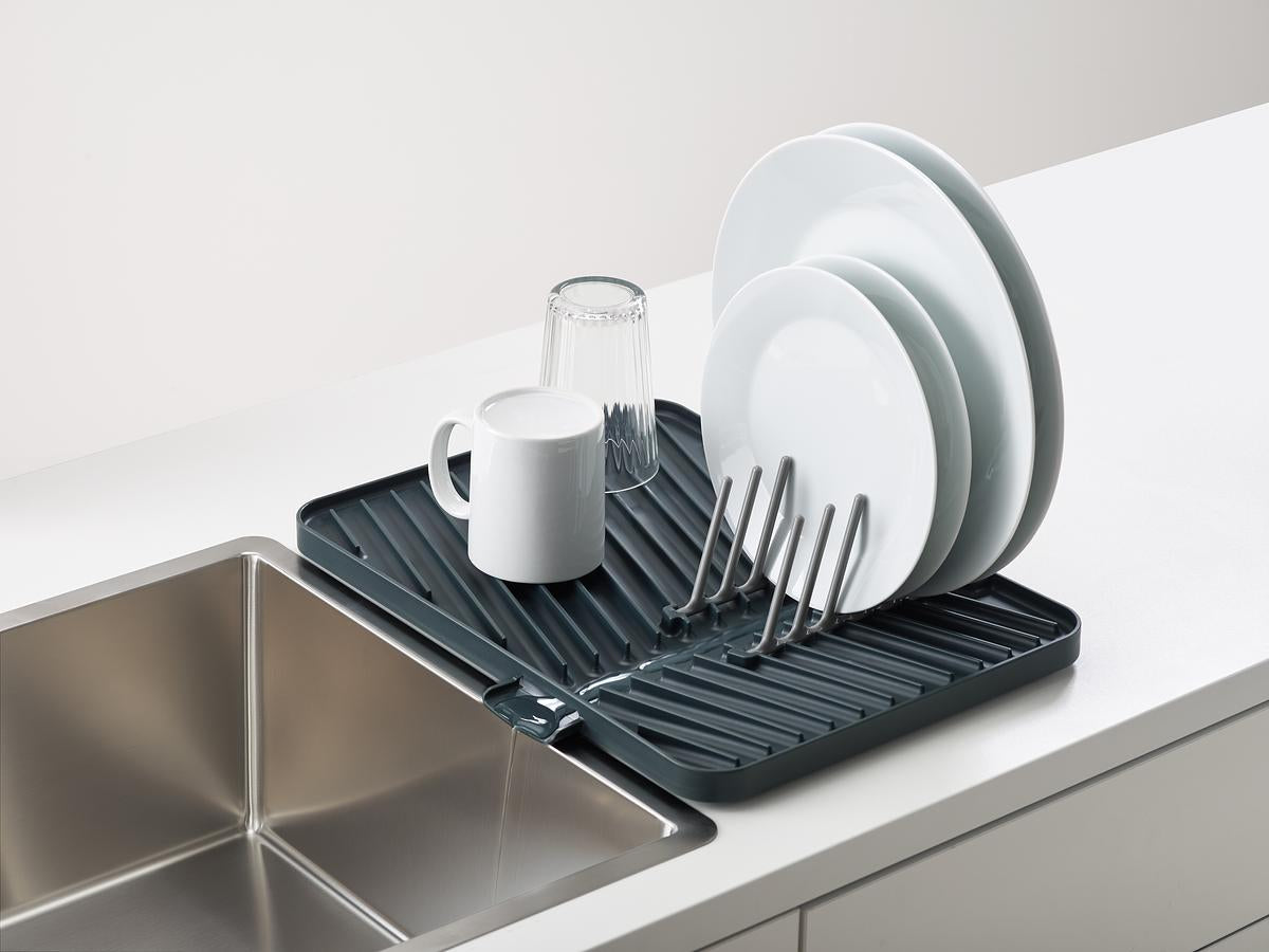 Foldable Dish Drying Rack with Drainboard - Space Saving Kitchen Organizer for Countertop - Perfect for Small Apartments, Camping & RVs