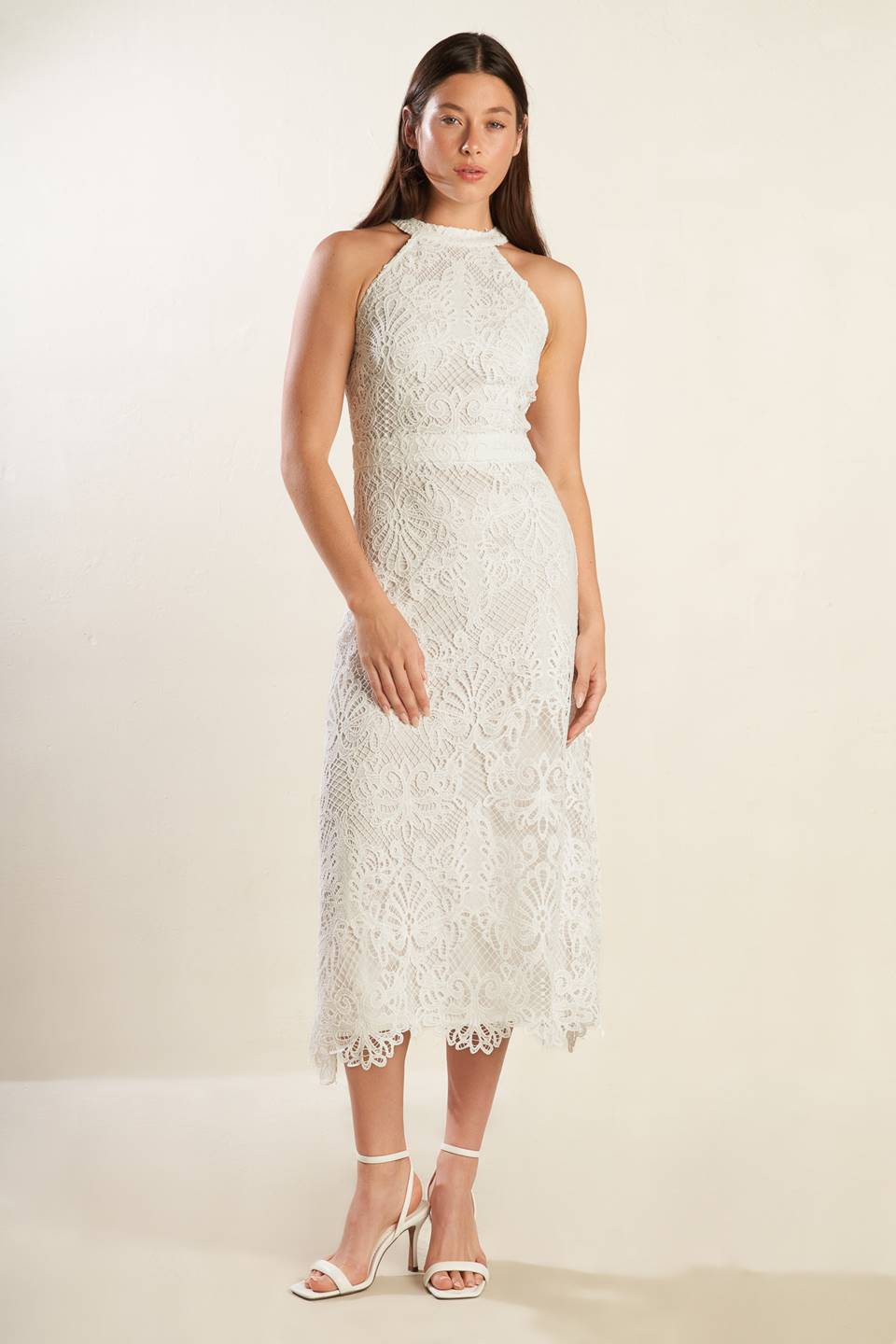 Elegant Woven Lace Midi Dress for Women - Boho Chic Dreamcatcher Design - Perfect for Summer Weddings & Beach Vacations