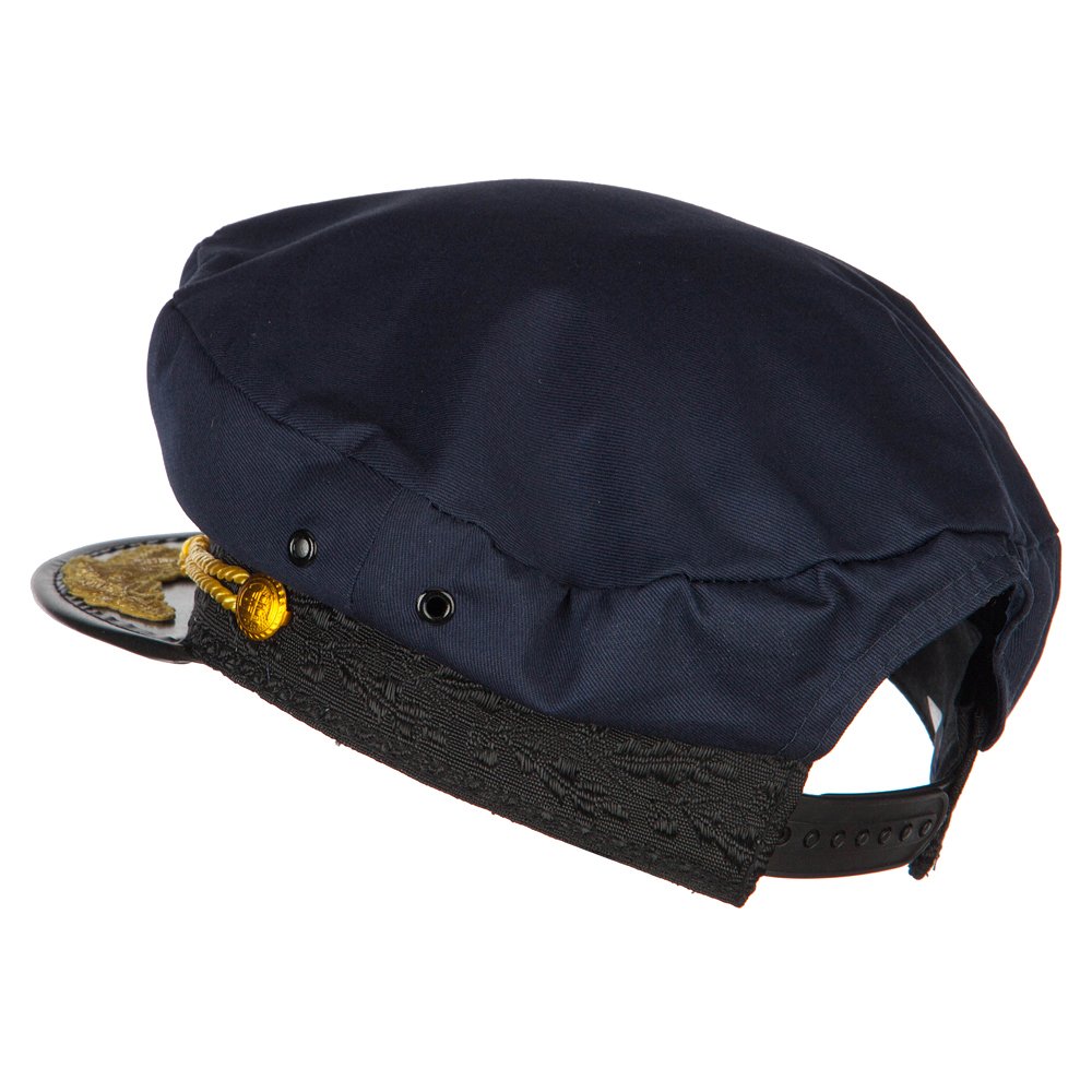 e4Hats.com Adjustable Cotton Captain Hat for Men & Women - Navy Blue & White Striped Vintage Style - Perfect for Sailing, Fishing, Nautical Parties & Costumes