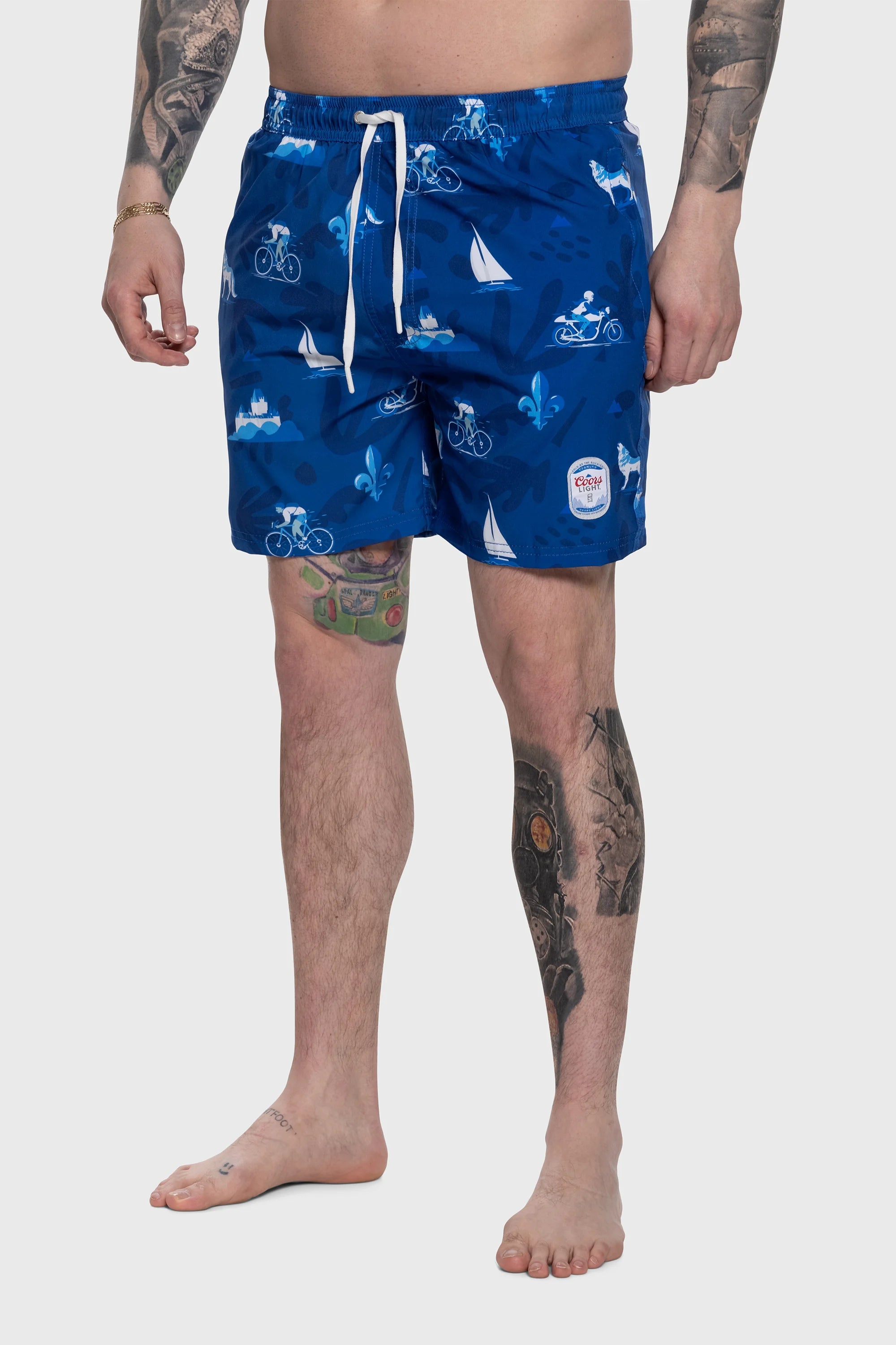 Coors Light Swim Shorts for Men - Quick Dry Beach Shorts with Pockets - Perfect for Swimming, Surfing, and Summer Vacations