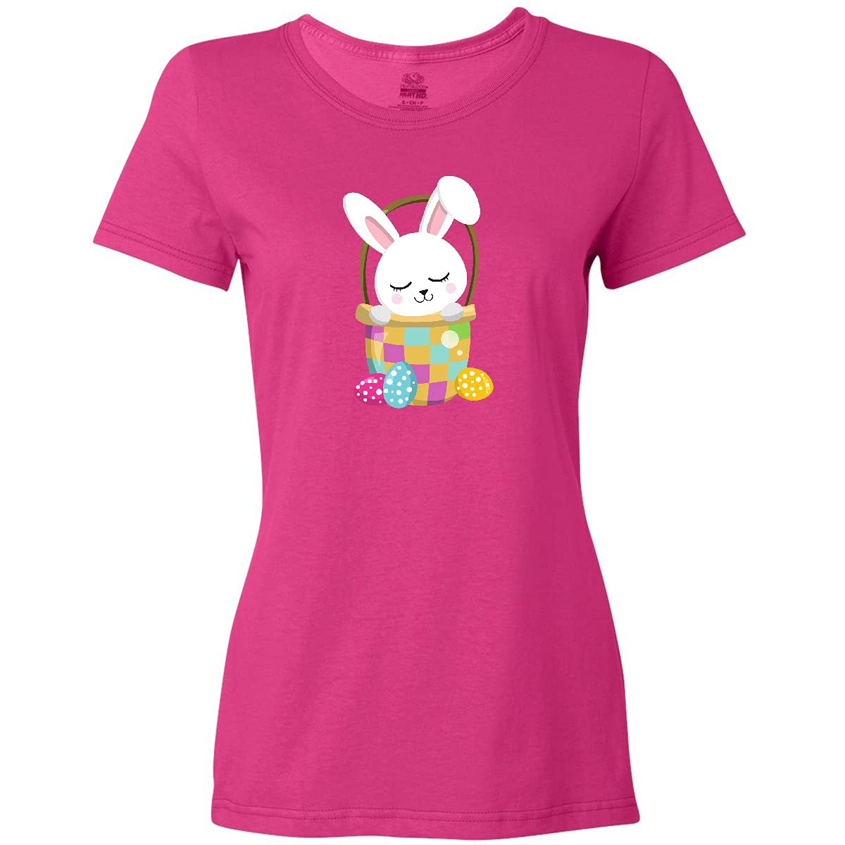 Inktastic Easter Bunny Little Bunny Easter Eggs Basket Women's T-Shirt - Cute Spring Graphic Tee for Easter Celebrations, Family Gatherings & Casual Wear