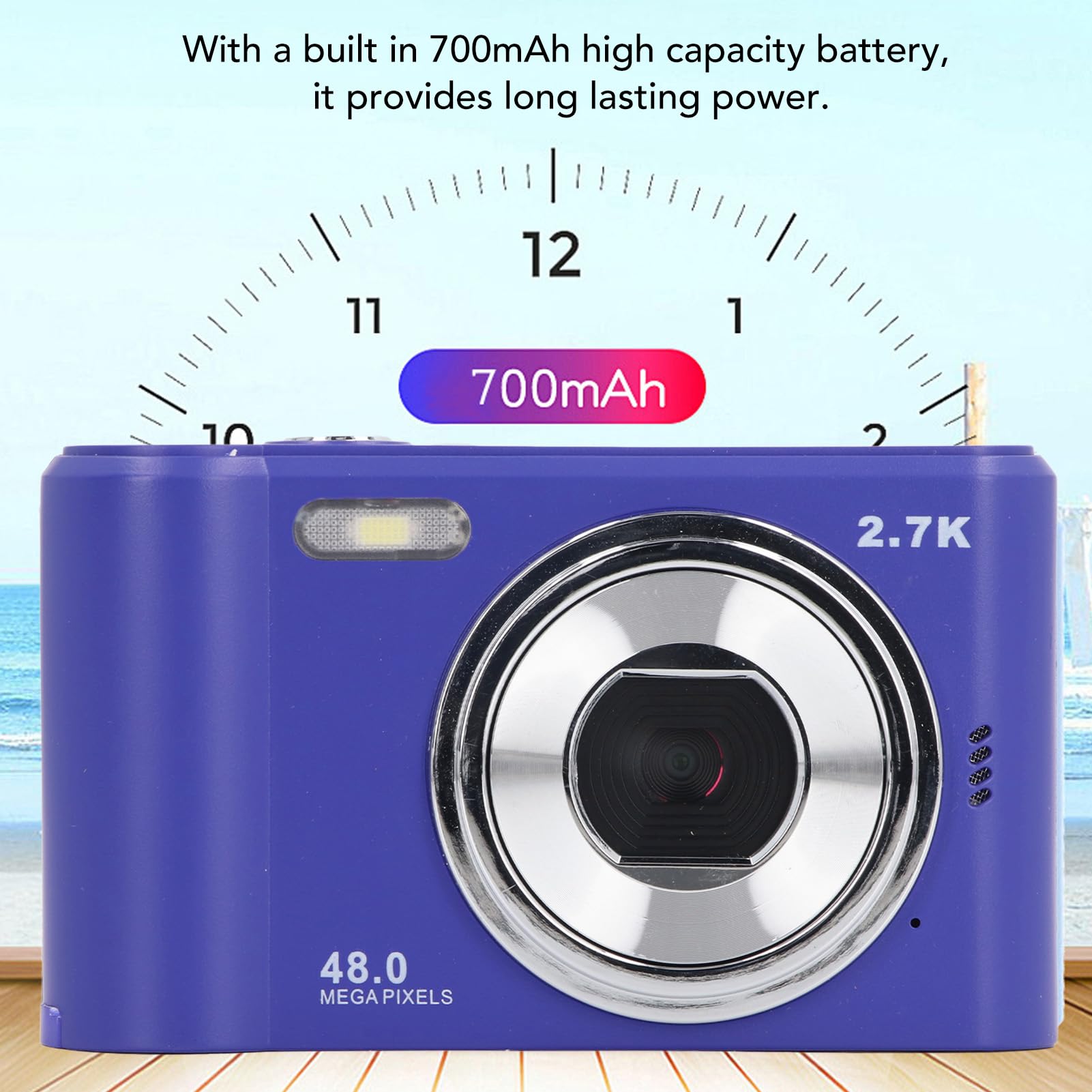 HD 1080P Vlogging Camera with Auto Rechargeable Battery, 44MP Digital Camera for Kids & Beginners, 2.4inch IPS Screen with Flash (Blue) - Perfect for YouTube Videos, Travel Vlogging & Family Moments