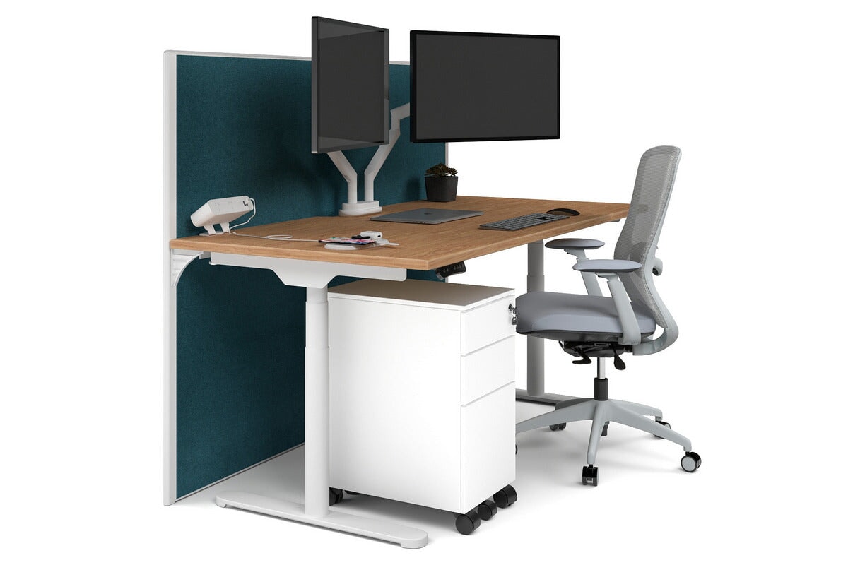 Flexi Premium Height Adjustable Single Workstation Desk - 1600L x 800W with Cable Management Scallop | Ergonomic Standing Desk for Home Office & Workspace