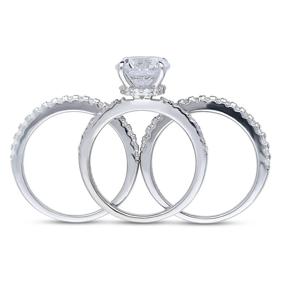 BERRICLE 2.7 Carat Round Cut Cubic Zirconia Sterling Silver Solitaire Engagement Ring Set with Hidden Halo for Women - Rhodium Plated, Size 4-10 - Perfect for Weddings, Proposals & Anniversary Gifts