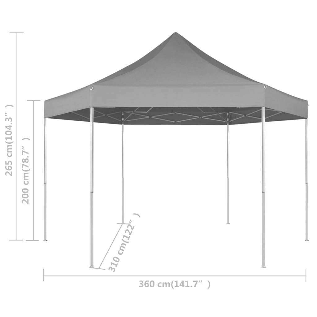 11.8'x10.2' Hexagonal Pop-Up Canopy Tent - Instant Folding Outdoor Shelter with Legs, Portable Gray Marquee for Camping, Beach, Picnics & Outdoor Events
