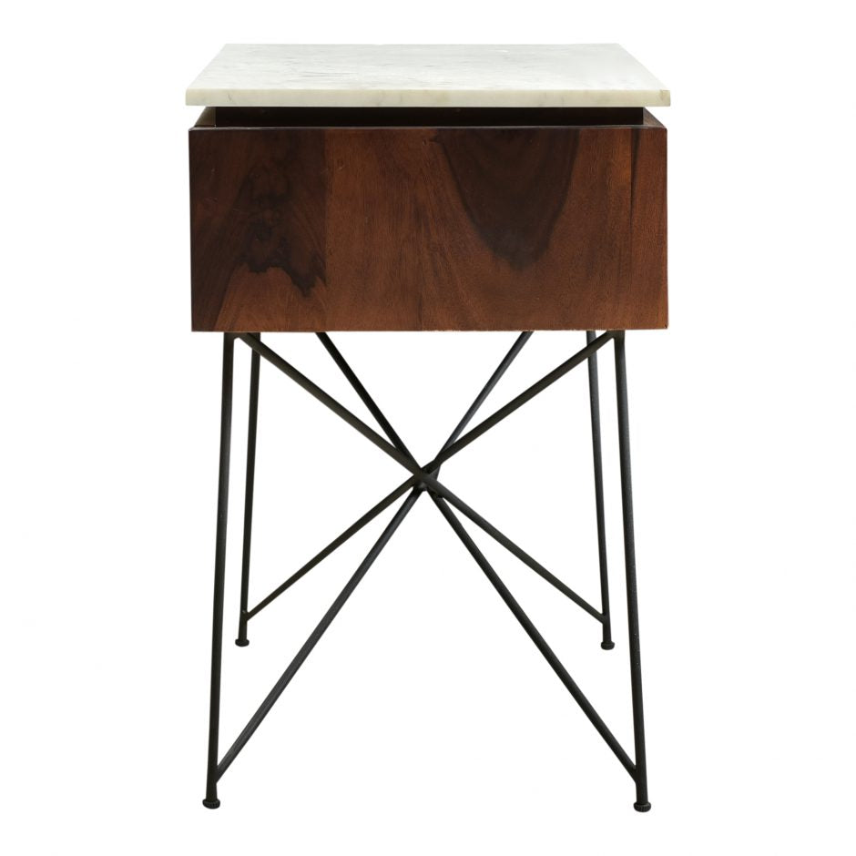 Modern Dominic Nightstand with USB Ports - Stylish Bedside Table for Bedroom, Living Room & Office - Compact Storage Cabinet with Drawer & Shelf