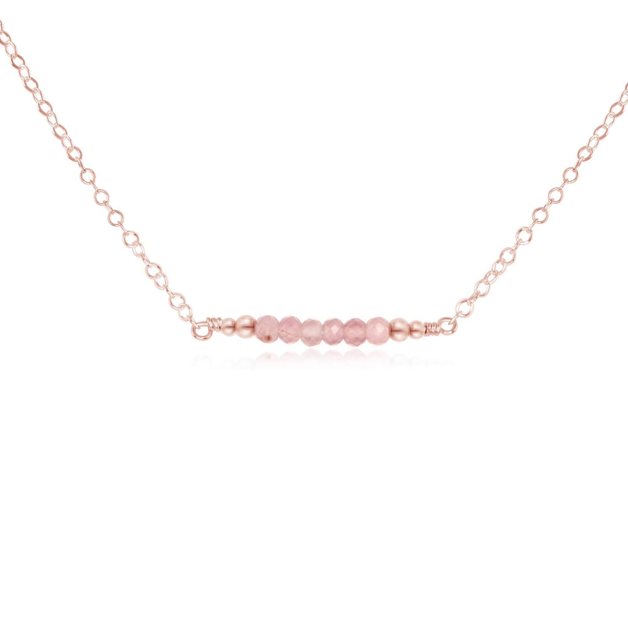Sparkling Pink Rose Quartz Faceted Bead Bar Necklace for Women - Elegant Crystal Healing Jewelry Gift for Valentine's Day, Birthday & Special Occasions