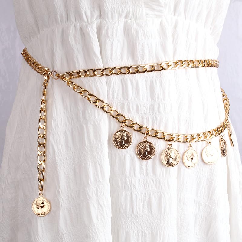 Pirate Waist Chain - Gold Coin Pearl & Sunflower Belly Chain for Women - Fashion Body Jewelry for Dresses, Beach Outfits & Boho Accessories - Perfect for Parties, Vacations & Festival Wear