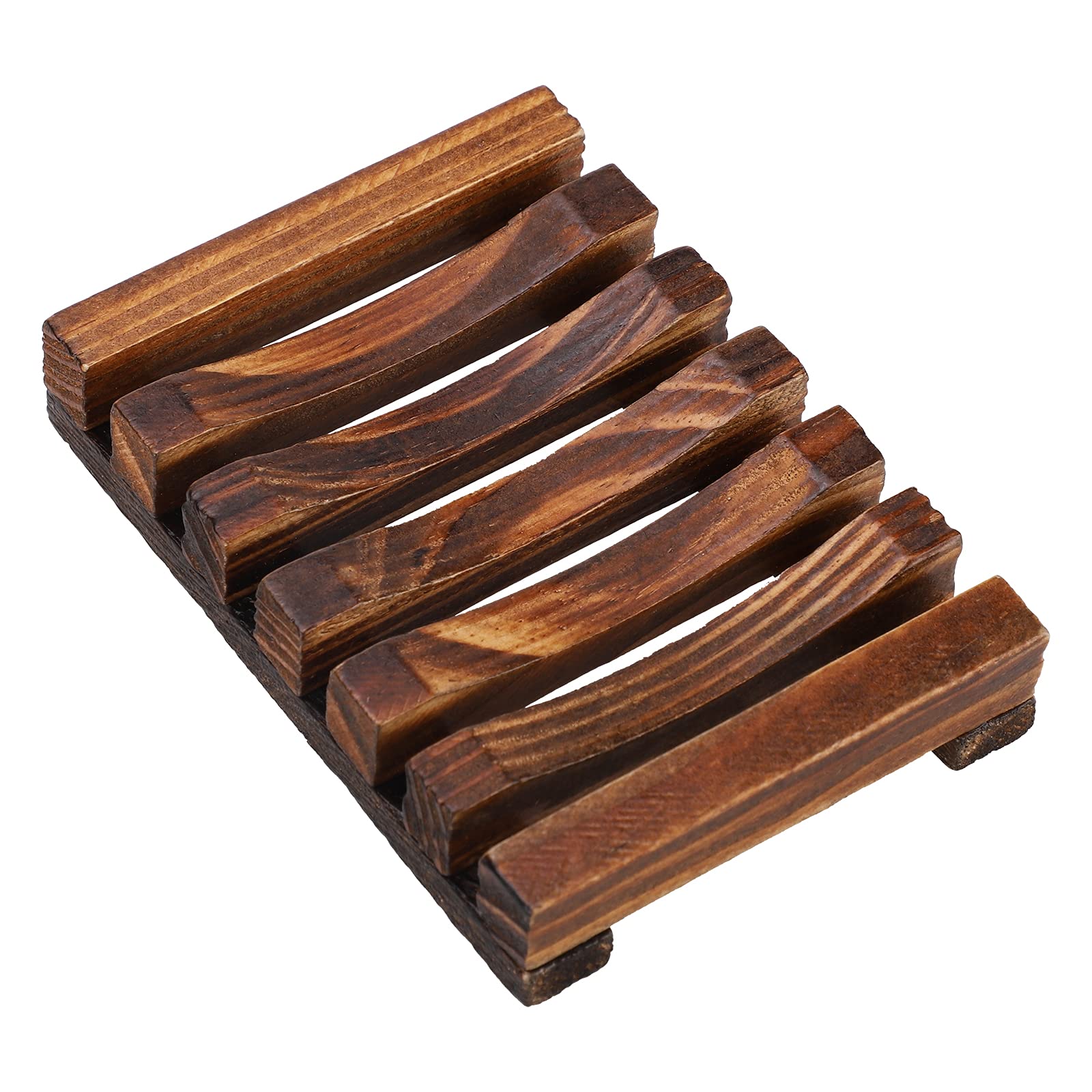 INIFLM 3-Piece Natural Wooden Soap Dish Set - Handmade Soap Holder with Anti-Slip Design for Bathroom, Kitchen & Sink | Eco-Friendly Soap Saver Tray for Shower, Vanity & Countertop Organization