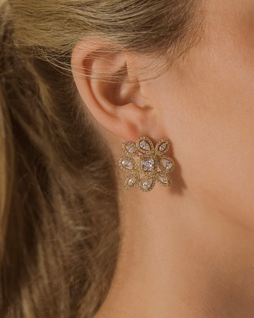 Kelsea CZ Statement Stud Earrings for Women - Sparkling Cubic Zirconia Fashion Jewelry - Perfect for Parties, Weddings & Everyday Elegance